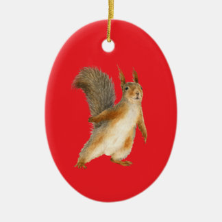 Standing Brown Squirrel Double Sided Keramisch Ornament