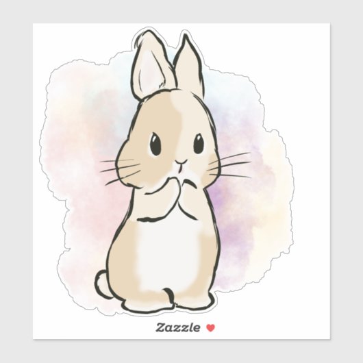 Standing bunny watercolor  sticker (Vel)