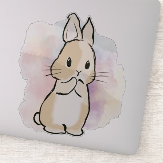 Standing bunny watercolor  sticker (Detail)