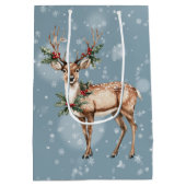 Standing Deer With Christmas Holly and Berries Medium Cadeauzakje (Achterkant)