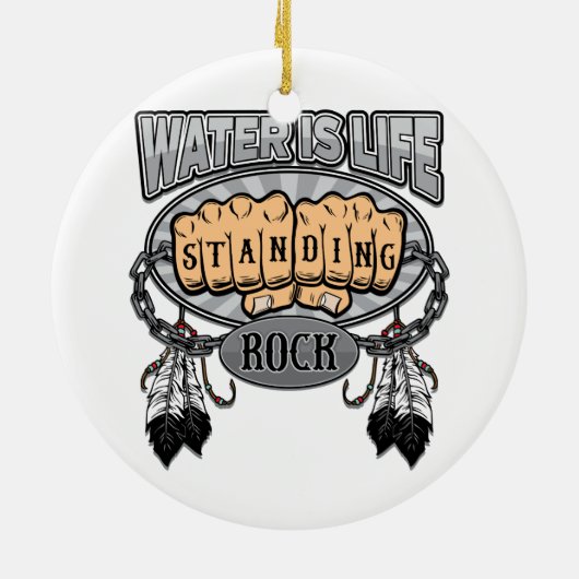 Standing Rock Water is Life Fists Keramisch Ornament (Achterkant)