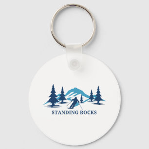 Standing Rocks Wisconsin Ski Resort Skiër _ Sleutelhanger