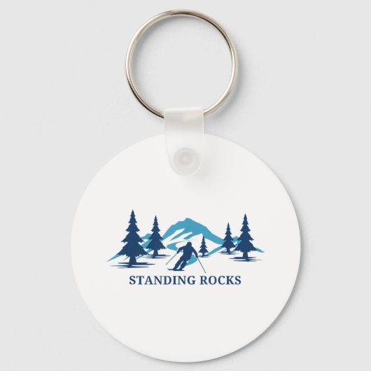 Standing Rocks Wisconsin Ski Resort Skiër _ Sleutelhanger (Voorkant)