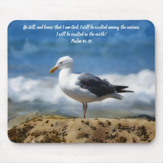 Standing Still Sea Bird Bible Verse Faith Muismat (Voorkant)