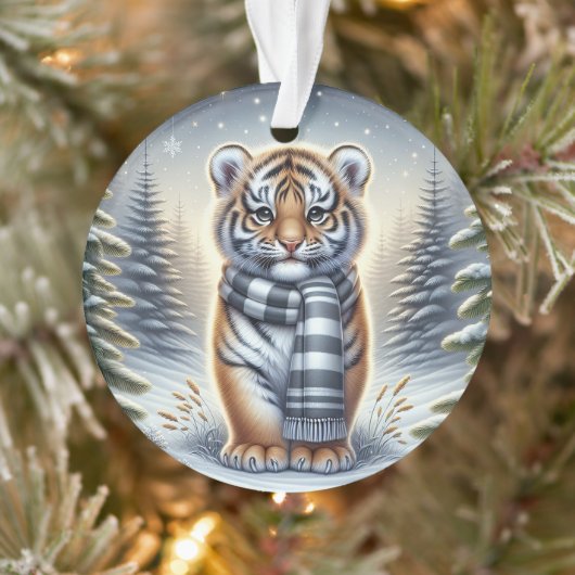 Standing Tiger in Striped Scarf Ornament (Boom)