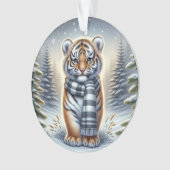 Standing Tiger in Striped Scarf Ornament (voorkant)