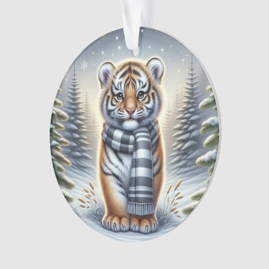 Standing Tiger in Striped Scarf Ornament (voorkant)