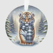 Standing Tiger in Striped Scarf Ornament (voorkant)