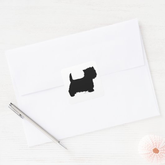 Standing Westie Silhouette Vierkante Sticker (Envelop)
