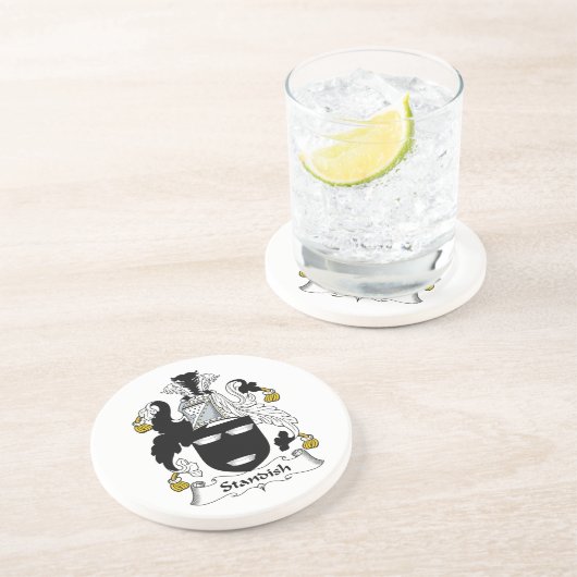 Standish Family Crest Zandsteen Onderzetter (Zijkant)