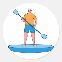 Standup Paddle Board Retro Design Gift Ronde Sticker