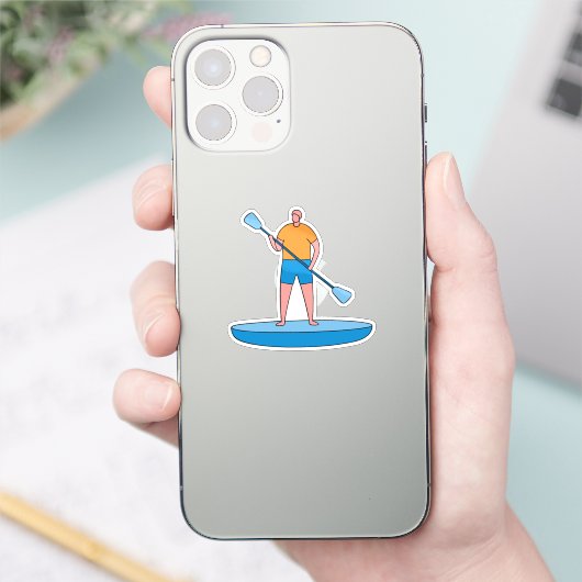 Standup Paddle Board Retro  Design Gift Sticker (Telefoon)