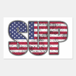 Standup Paddling SUP American Flag Rechthoekige Sticker