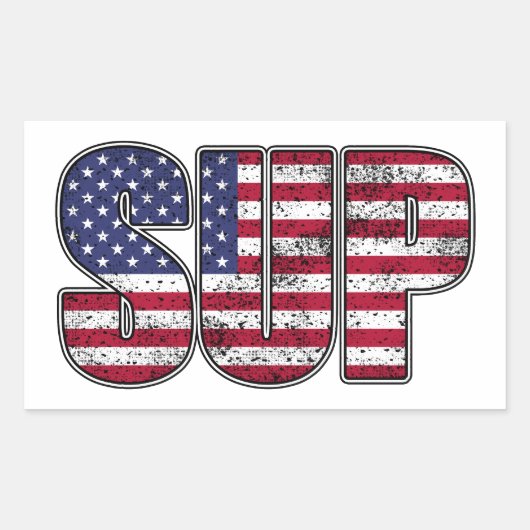 Standup Paddling SUP American Flag Rechthoekige Sticker (Voorkant)
