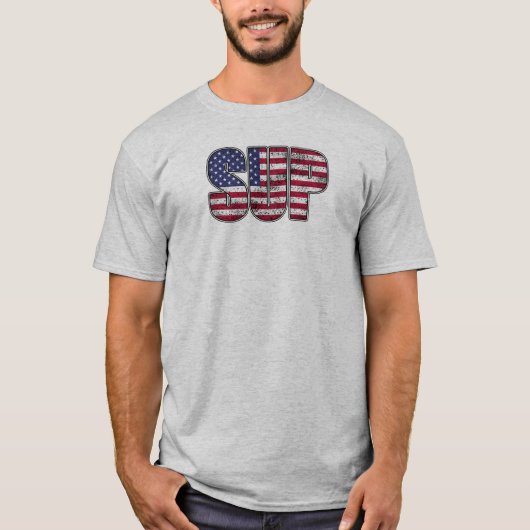 Standup Paddling SUP American Flag T-shirt (Voorkant)