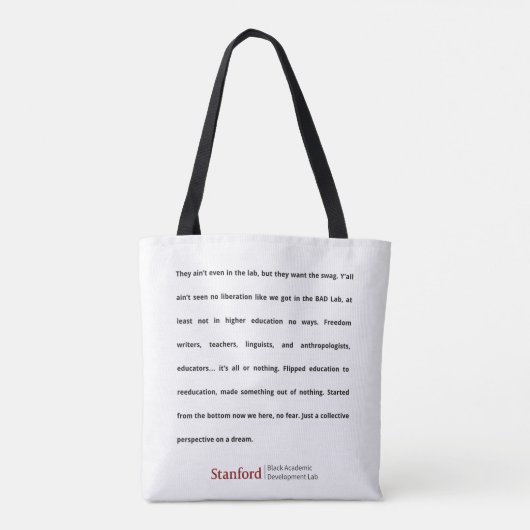 Stanford BAD Lab - Groepsgedicht Tote Bag (Achterkant)