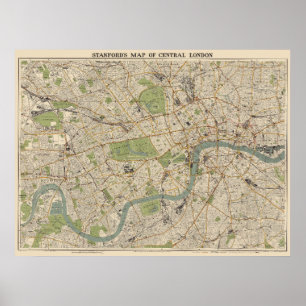 Stanford's Kaart van Centraal Londen - 1942 Londen Poster