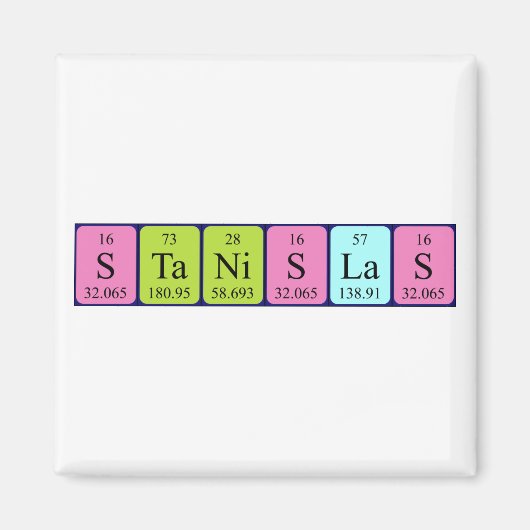 Stanislas periodieke tabelnaam magneet (Voorkant)