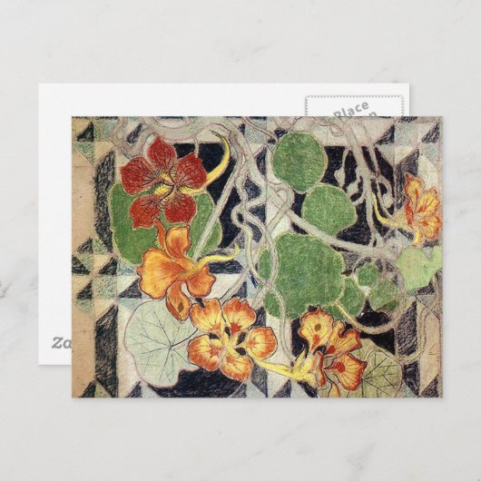 Stanisław Wyspiański ~ Art Nouveau ~ Nasturcje Briefkaart (Voorkant / Achterkant)