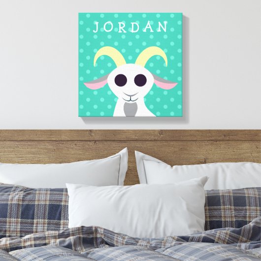 Stanley de Goat Canvas Afdruk (Insitu (Slaapkamer))