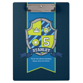 Stanley letter S beer crest naam betekent blauw Klembord
