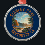 Stanley Park Vancouver Canada Retro Verdrietige Ku Metalen Ornament<br><div class="desc">Stanley Park in een vectorkunststijl. Als Vancouver's eerste park,  met zijn immer bloeiende tuinen,  ongerepte kustgebieden en grofweg 500.000 ceder-,  spar- en hemlockbomen.</div>