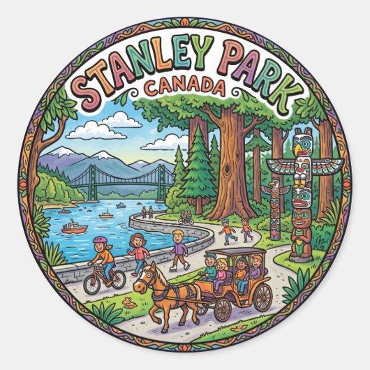 Stanley Park, Vancouver Canada Ronde Sticker (Voorkant)