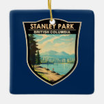 Stanley Park Vancouver Canada Travel Art Vintage Keramisch Ornament<br><div class="desc">Stanley Park in een vectorkunststijl. Als Vancouver's eerste park,  met zijn immer bloeiende tuinen,  ongerepte kustgebieden en grofweg 500.000 ceder-,  spar- en hemlockbomen.</div>