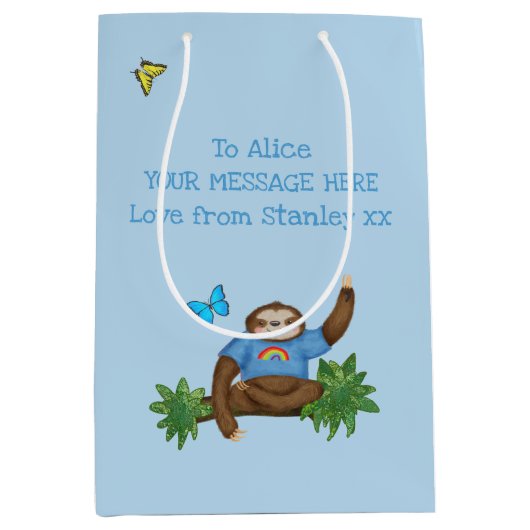 Stanley Sloth blue gepersonaliseerde cadeautas (Voorkant)