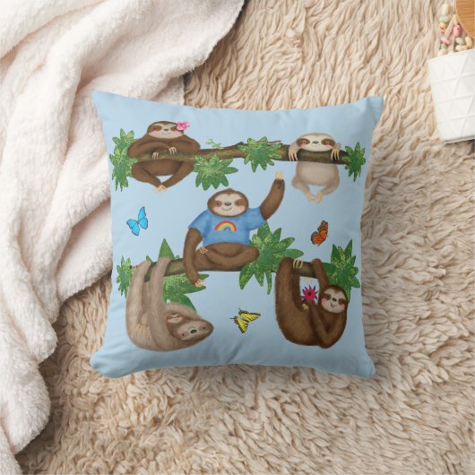 Stanley Sloth en vrienden blauw kussen (Deken)