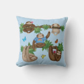 Stanley Sloth en vrienden blauw kussen (Voorkant)