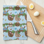 Stanley Sloth en vrienden blauwe theekdoek Theedoek (Quarter Fold)