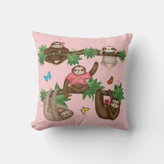 Stanley Sloth en vrienden roze kussen (Voorkant)