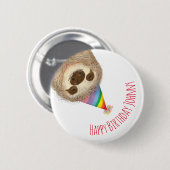 Stanley sloth gepersonaliseerde blije verjaardagsb ronde button 5,7 cm (Voorkant /achterkant)