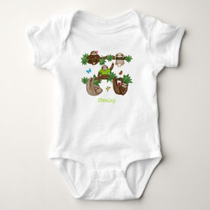 Stanley Sloth gepersonaliseerde groene baby carros Romper