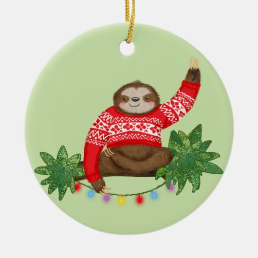 Stanley Sloth gepersonaliseerde kerstboomversierin Keramisch Ornament (Voorkant)