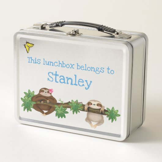 Stanley Sloth gepersonaliseerde lunchbox (blauw) (Voorkant)