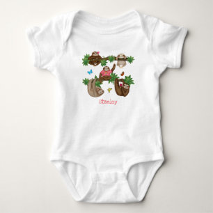 Stanley Sloth gepersonaliseerde roze baby bodysuit