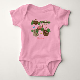 Stanley Sloth gepersonaliseerde roze baby bodysuit