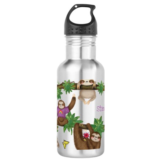 Stanley Sloth paars gepersonaliseerde waterfles (Voorkant)