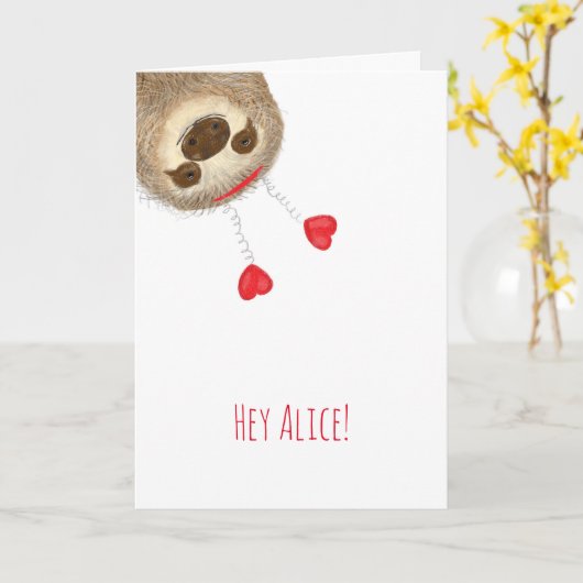 Stanley sloth persoonsgebonden Valentijnse kaart (Gele Bloem)