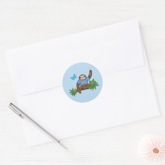 Stanley Sloth ronde blauwe stickers (Envelop)