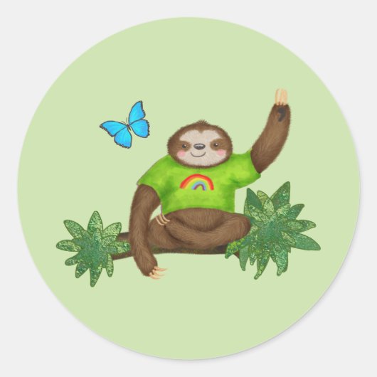 Stanley Sloth ronde groene stickers (Voorkant)