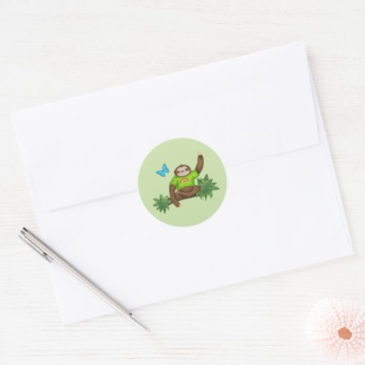 Stanley Sloth ronde groene stickers (Envelop)