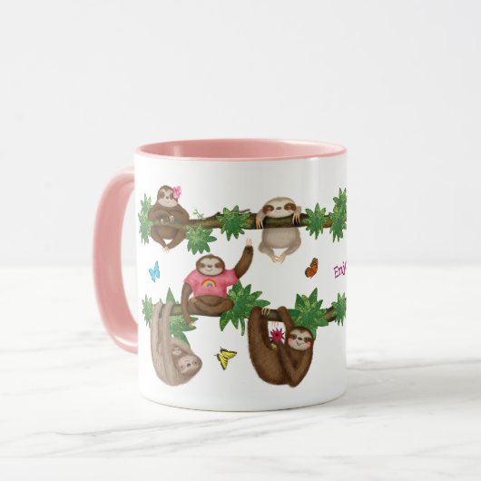 Stanley Sloth roze 'geniet van een luie mok' Mok (Voorkant links)