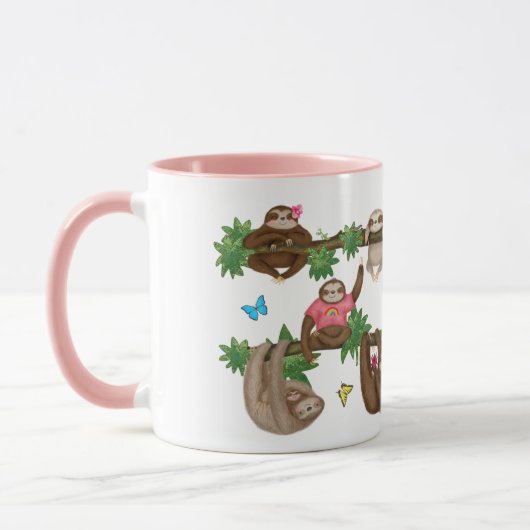 Stanley Sloth roze gepersonaliseerde mug Mok (Links)