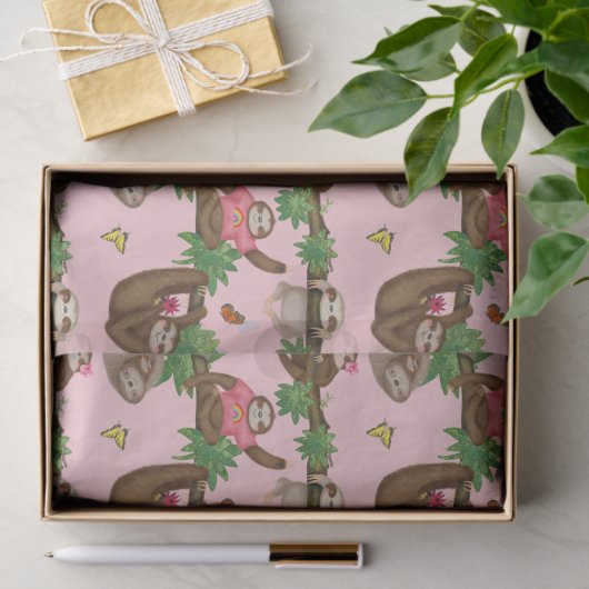 Stanley Sloth & vrienden roze tissuepapier (Geschenk)