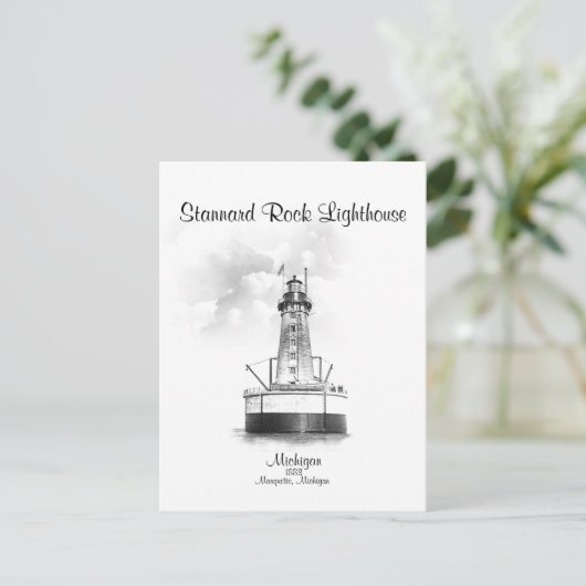 Stannard Rock Lighthouse - Michigan Briefkaart (Staand voorkant)