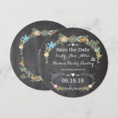 Stans Chalkboard Koraal Roze Aqua Bloemenguirlande Save The Date (Voorkant / Achterkant)