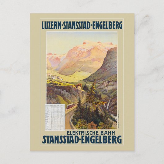 Stansstad-Engelberg Vintage Poster 1910 Briefkaart (Voorkant)